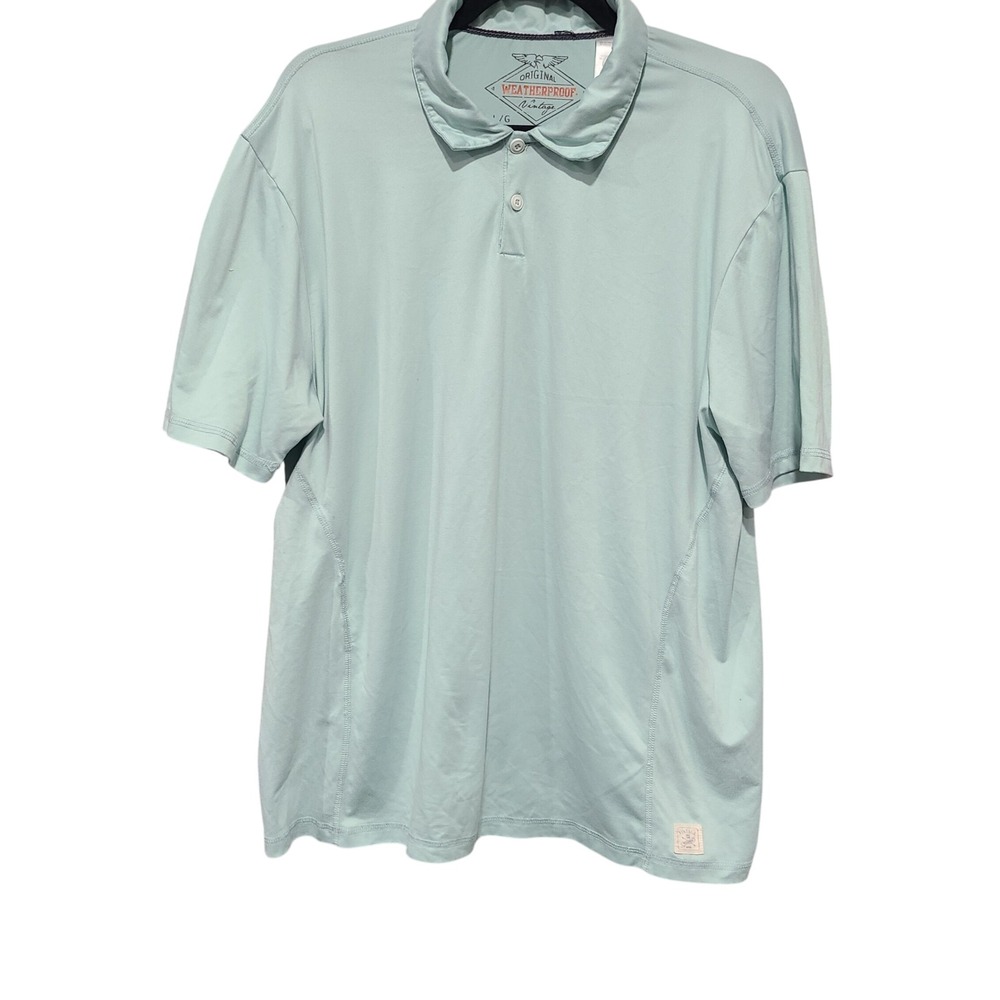 Weatherproof Vintage Mens Large Mint Green Short Sleeve Stretch Polo Shirt
